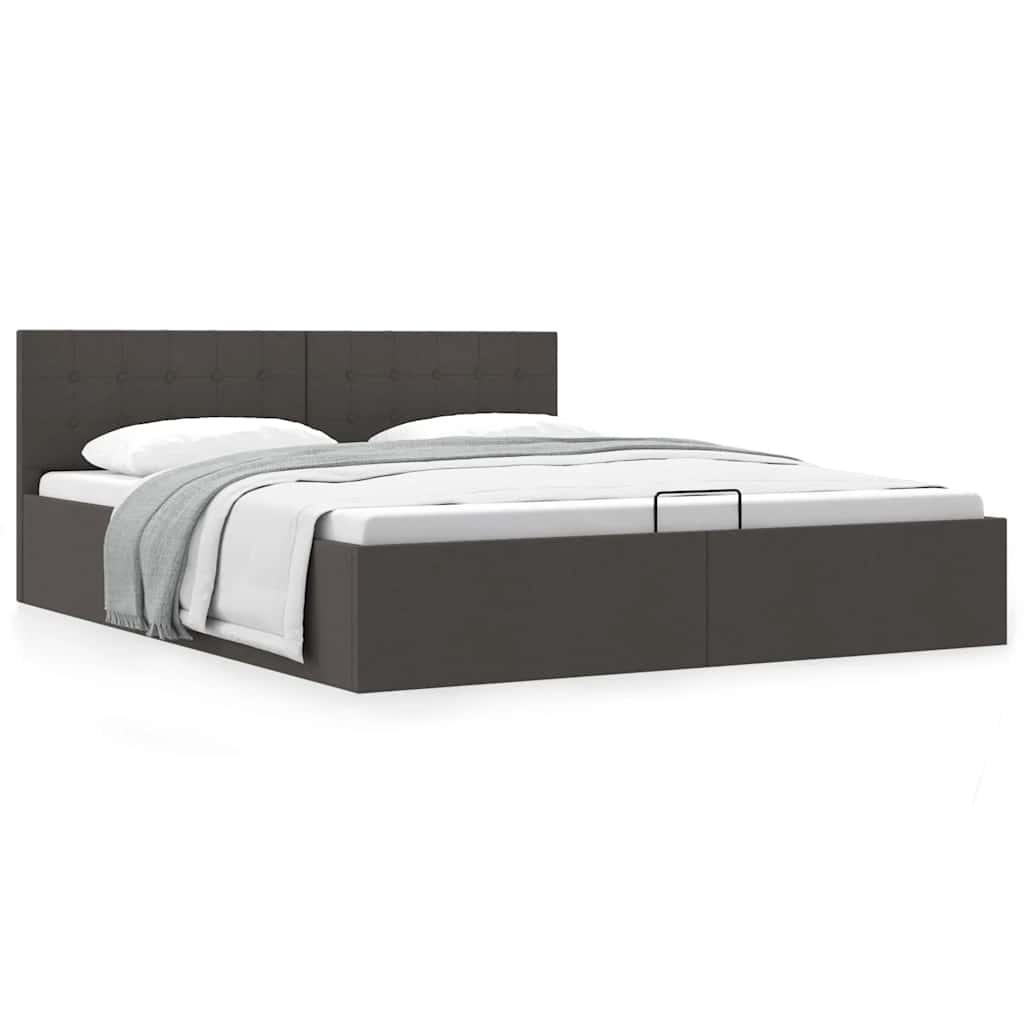 Bedframe met hydraulische opslag stof donkergrijs 160x200 cm is nu te koop bij PeponiXL, paradijselijk wonen!