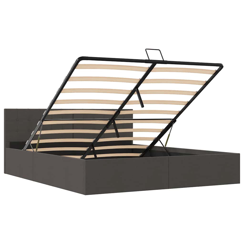 Bedframe met hydraulische opslag stof donkergrijs 180x200 cm is nu te koop bij PeponiXL, paradijselijk wonen!