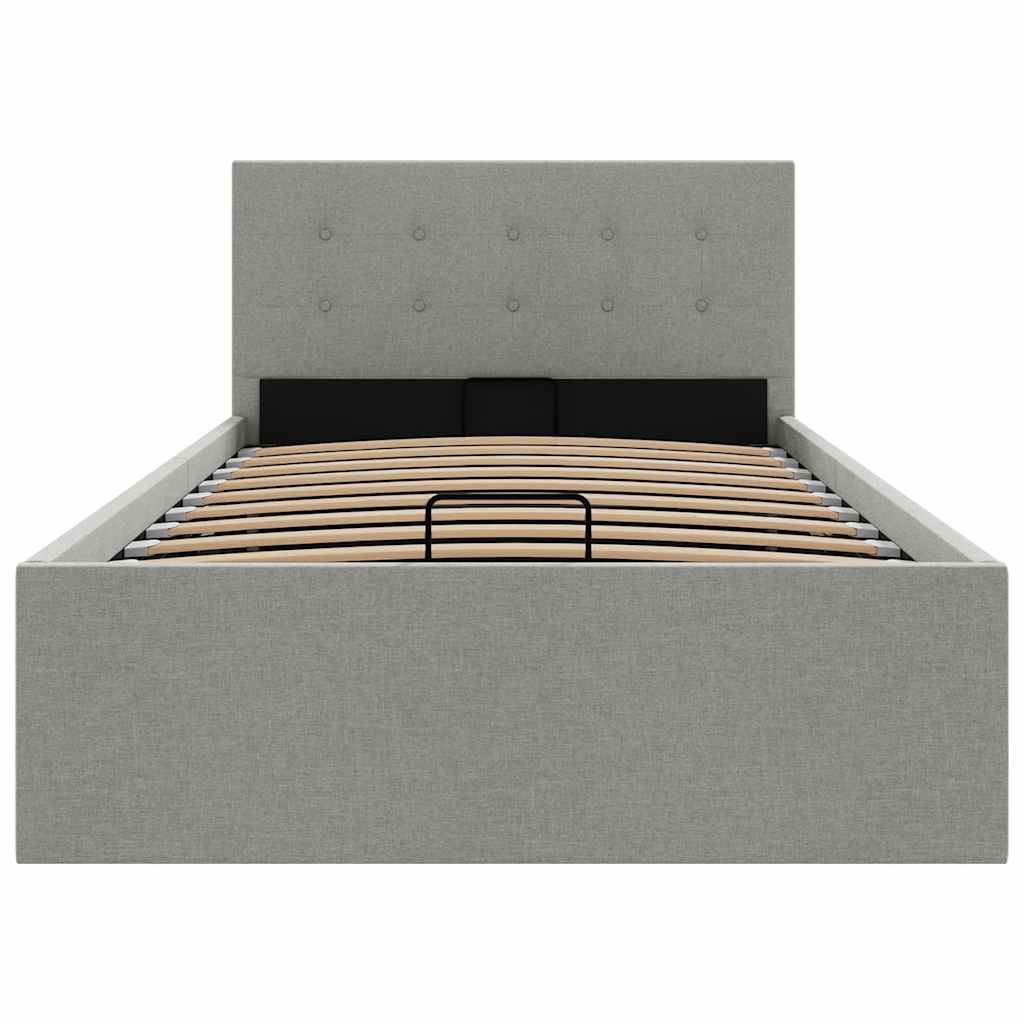 Bedframe met hydraulische opslag stof lichtgrijs 90x200 cm is nu te koop bij PeponiXL, paradijselijk wonen!