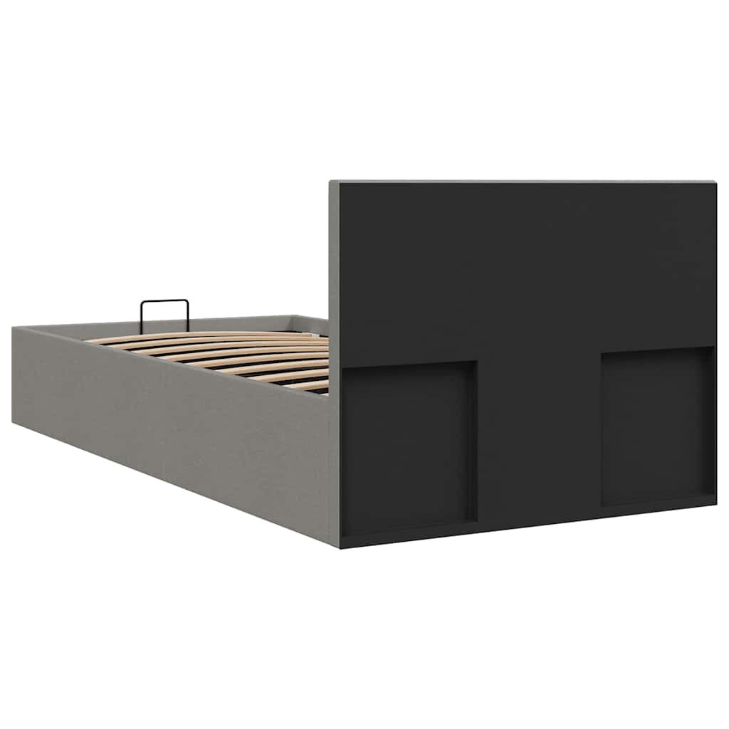 Bedframe met hydraulische opslag stof lichtgrijs 90x200 cm is nu te koop bij PeponiXL, paradijselijk wonen!