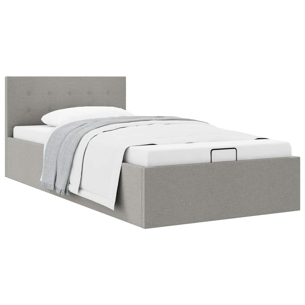Bedframe met hydraulische opslag stof lichtgrijs 100x200 cm is nu te koop bij PeponiXL, paradijselijk wonen!