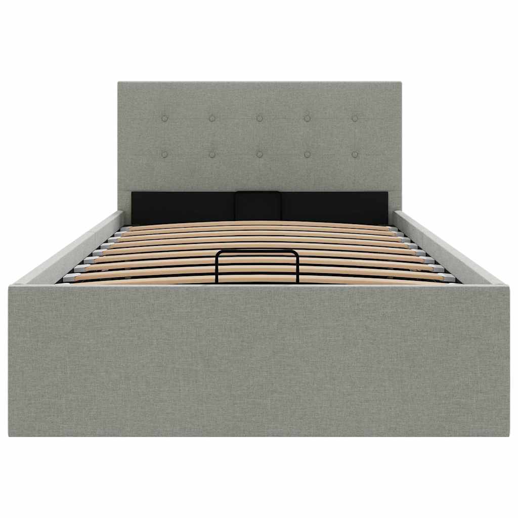 Bedframe met hydraulische opslag stof lichtgrijs 100x200 cm is nu te koop bij PeponiXL, paradijselijk wonen!
