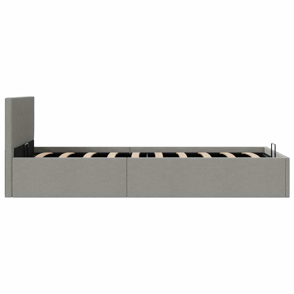 Bedframe met hydraulische opslag stof lichtgrijs 100x200 cm is nu te koop bij PeponiXL, paradijselijk wonen!
