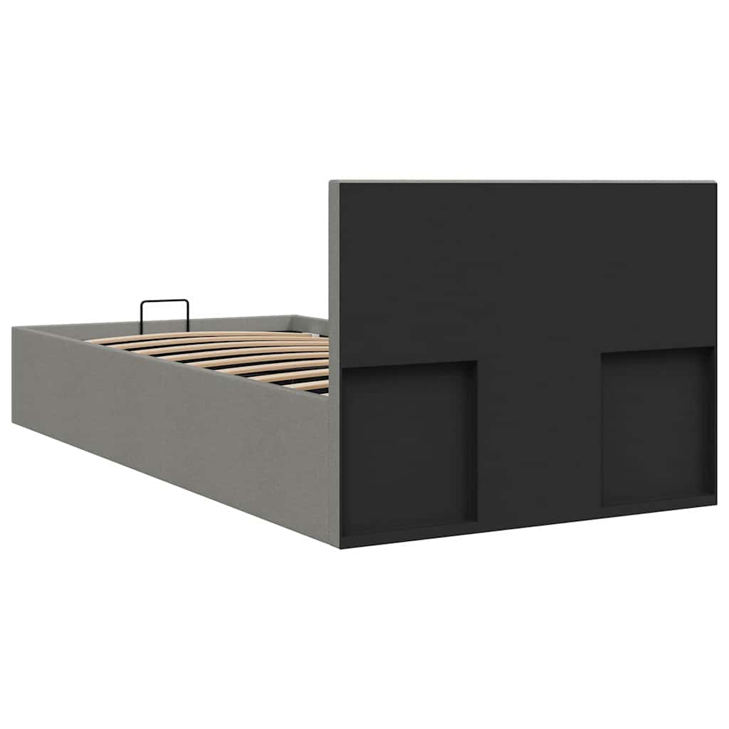 Bedframe met hydraulische opslag stof lichtgrijs 100x200 cm is nu te koop bij PeponiXL, paradijselijk wonen!