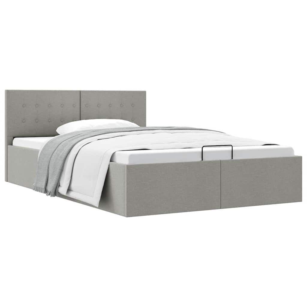 Bedframe met hydraulische opslag stof lichtgrijs 140x200 cm is nu te koop bij PeponiXL, paradijselijk wonen!