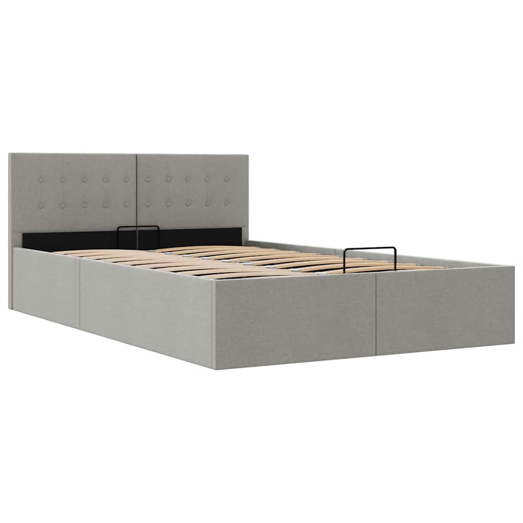 Bedframe met hydraulische opslag stof lichtgrijs 140x200 cm is nu te koop bij PeponiXL, paradijselijk wonen!