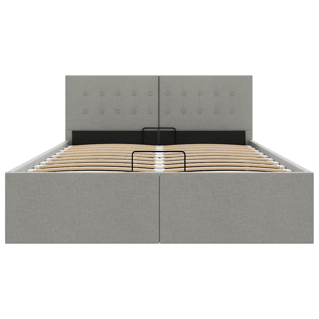 Bedframe met hydraulische opslag stof lichtgrijs 140x200 cm is nu te koop bij PeponiXL, paradijselijk wonen!