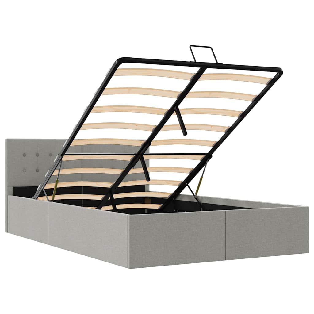 Bedframe met hydraulische opslag stof lichtgrijs 140x200 cm is nu te koop bij PeponiXL, paradijselijk wonen!