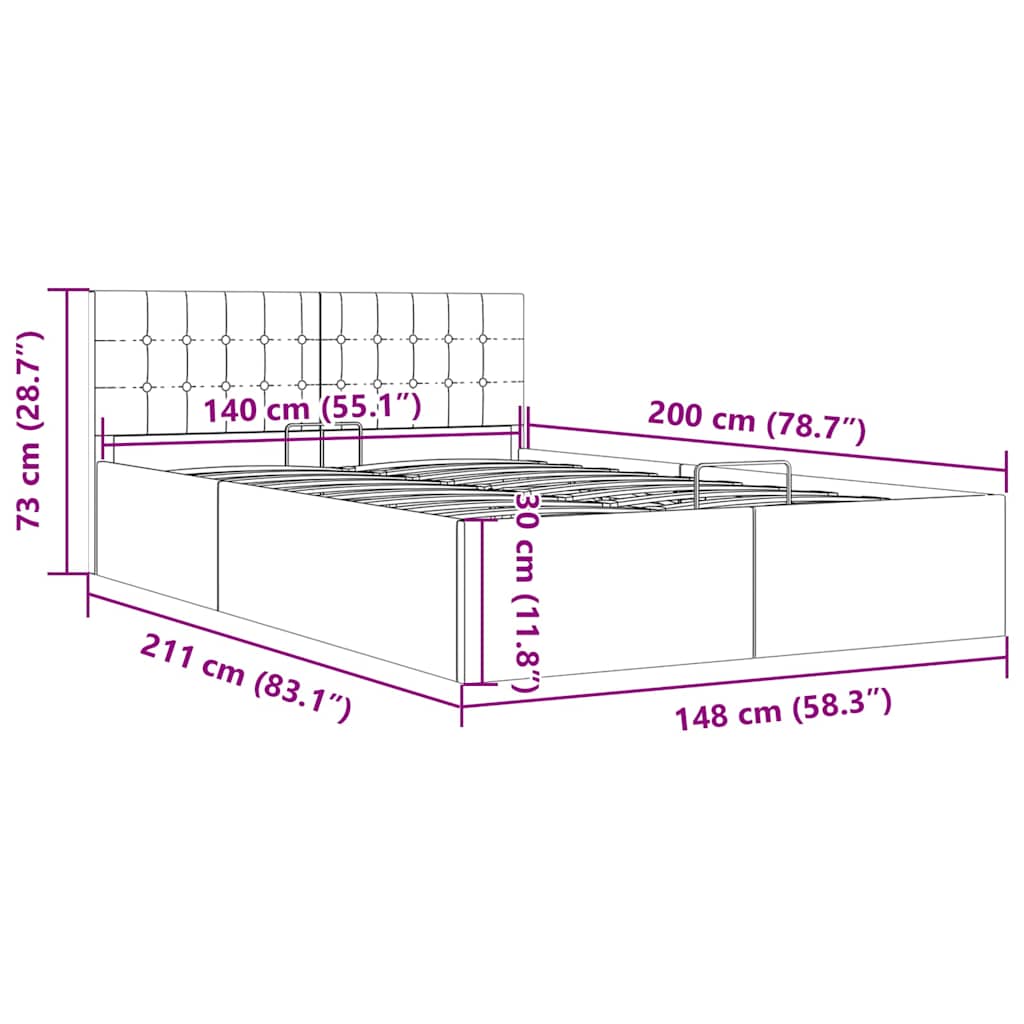 Bedframe met hydraulische opslag stof lichtgrijs 140x200 cm is nu te koop bij PeponiXL, paradijselijk wonen!