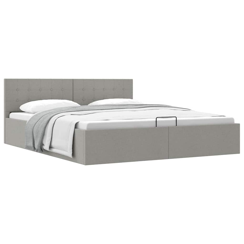 Bedframe met hydraulische opslag stof lichtgrijs 160x200 cm is nu te koop bij PeponiXL, paradijselijk wonen!