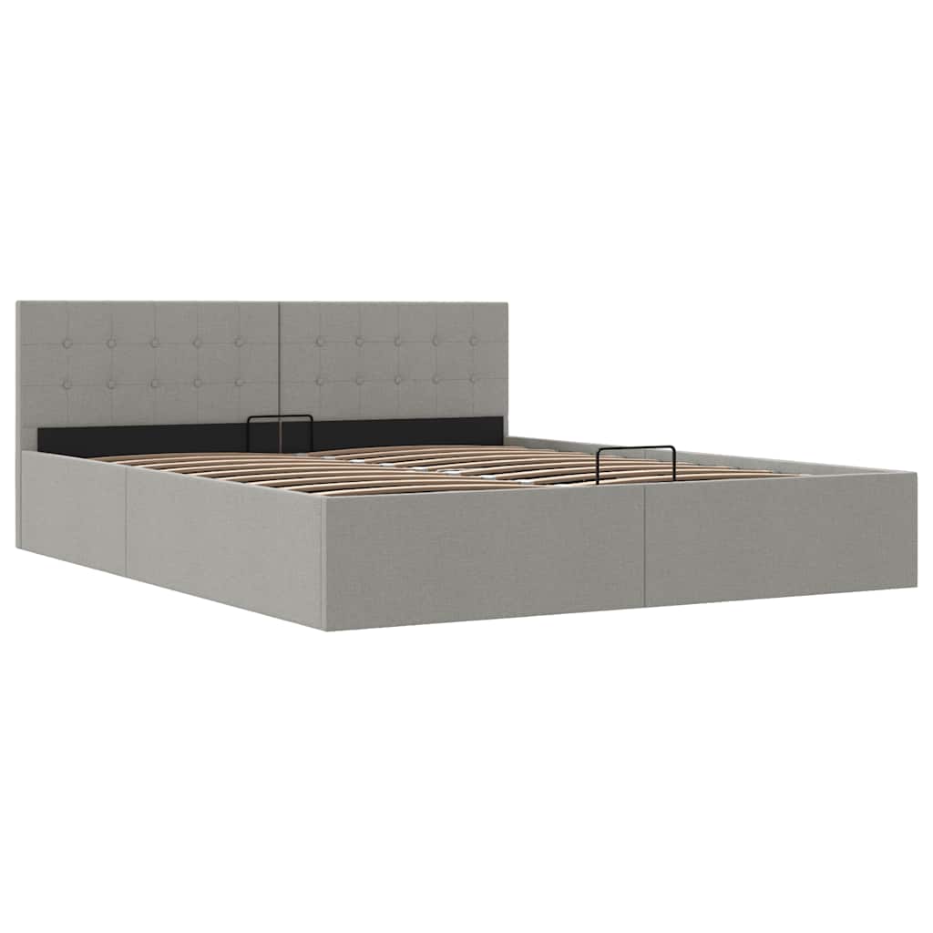 Bedframe met hydraulische opslag stof lichtgrijs 160x200 cm is nu te koop bij PeponiXL, paradijselijk wonen!
