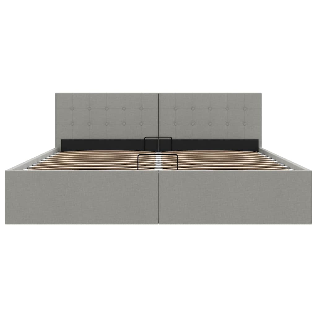 Bedframe met hydraulische opslag stof lichtgrijs 160x200 cm is nu te koop bij PeponiXL, paradijselijk wonen!