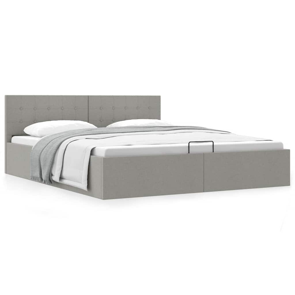 Bedframe met hydraulische opslag stof lichtgrijs 160x200 cm is nu te koop bij PeponiXL, paradijselijk wonen!