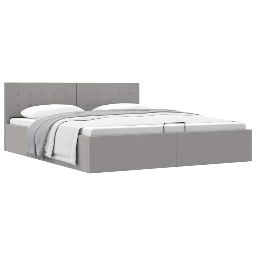 Bedframe met hydraulische opslag stof lichtgrijs 180x200 cm is nu te koop bij PeponiXL, paradijselijk wonen!