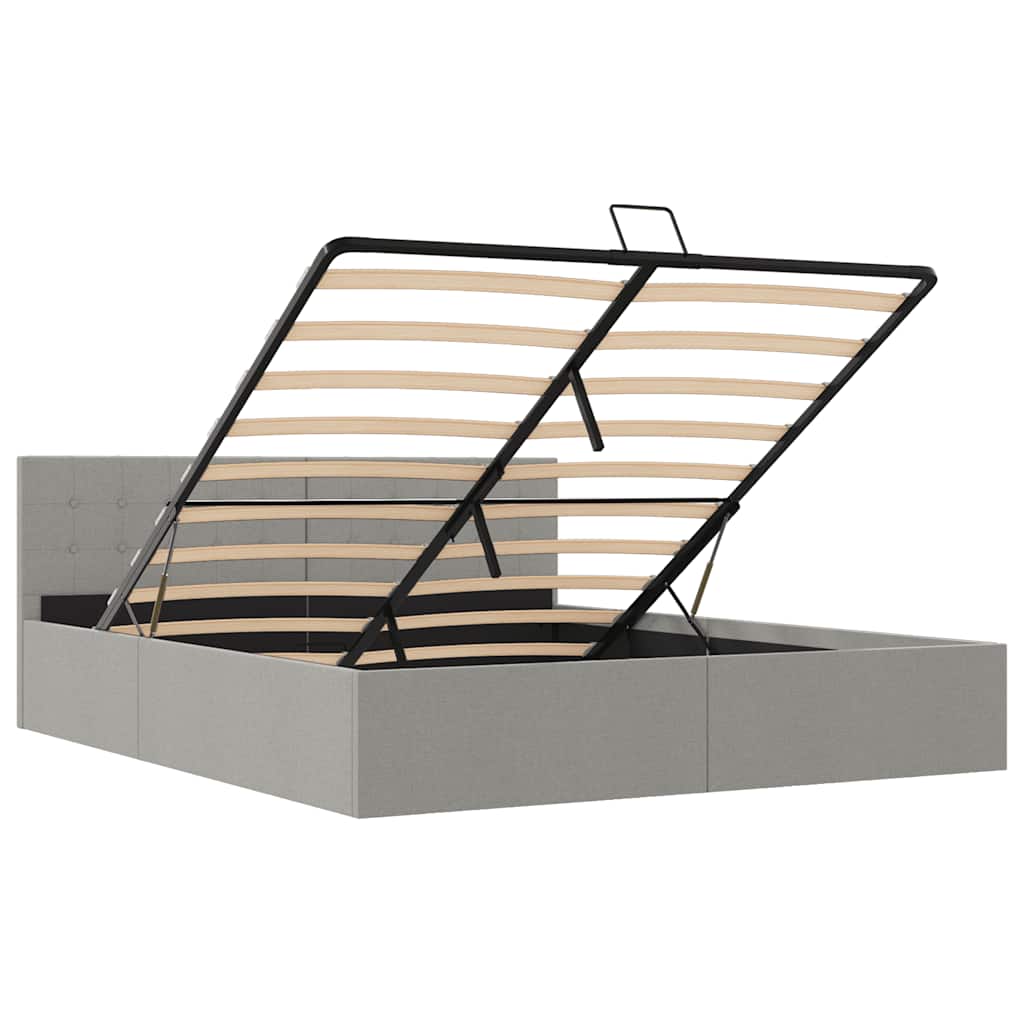 Bedframe met hydraulische opslag stof lichtgrijs 180x200 cm is nu te koop bij PeponiXL, paradijselijk wonen!