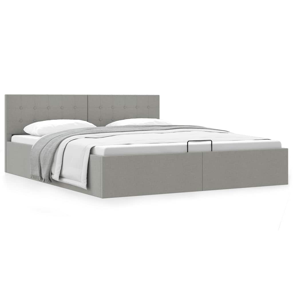 Bedframe met hydraulische opslag stof lichtgrijs 180x200 cm is nu te koop bij PeponiXL, paradijselijk wonen!