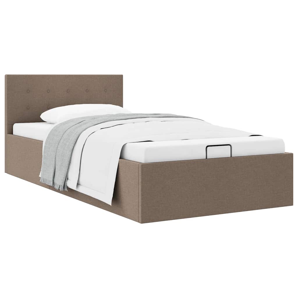Bedframe met hydraulische opslag stof taupe 90x200 cm is nu te koop bij PeponiXL, paradijselijk wonen!