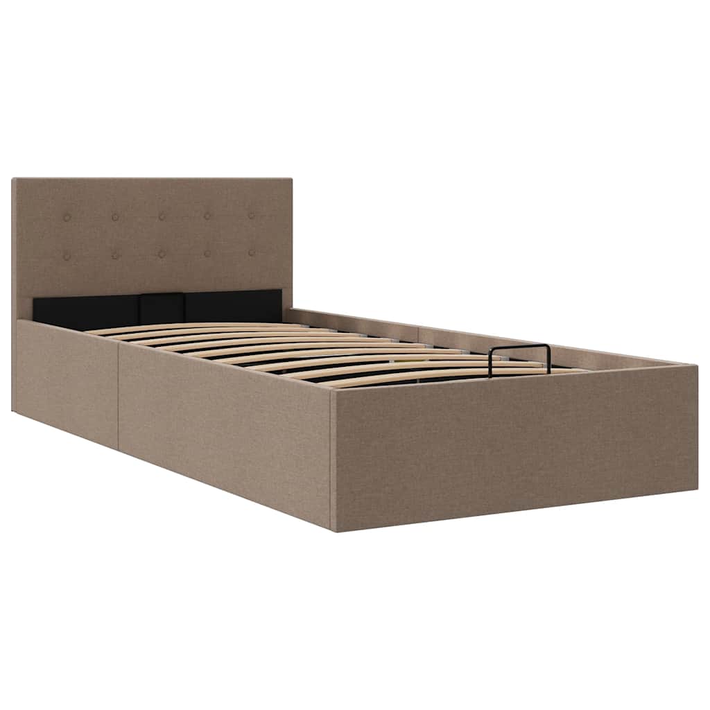 Bedframe met hydraulische opslag stof taupe 90x200 cm is nu te koop bij PeponiXL, paradijselijk wonen!