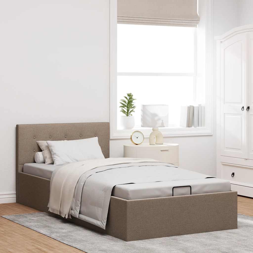 Bedframe met hydraulische opslag stof taupe 90x200 cm is nu te koop bij PeponiXL, paradijselijk wonen!