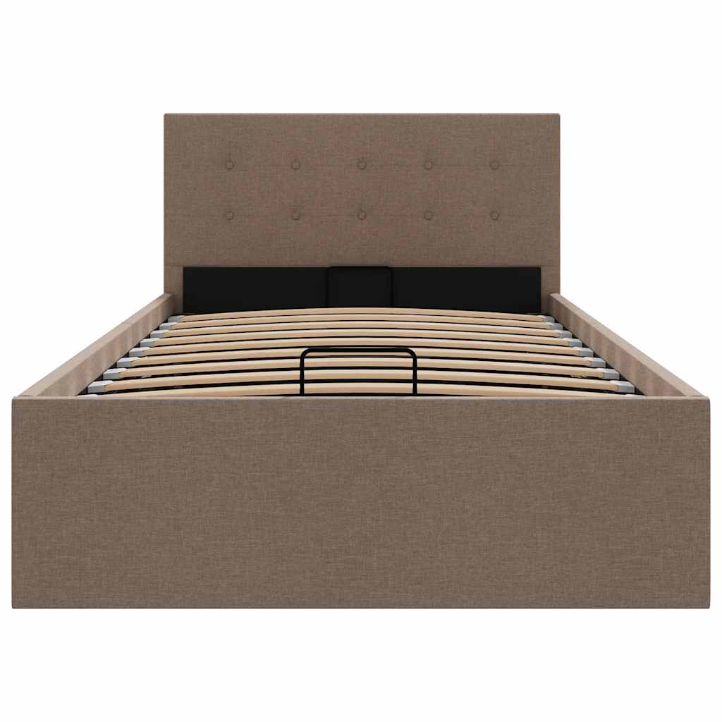 Bedframe met hydraulische opslag stof taupe 90x200 cm is nu te koop bij PeponiXL, paradijselijk wonen!