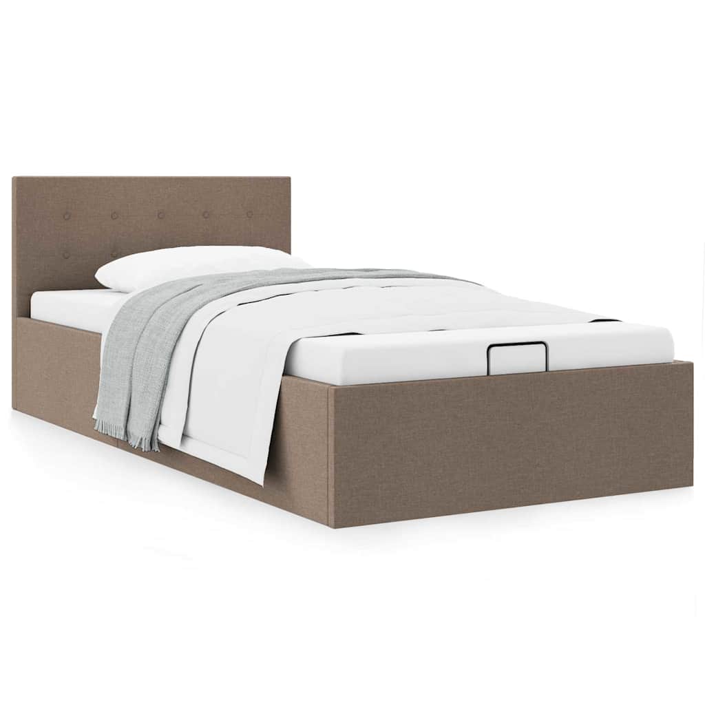 Bedframe met hydraulische opslag stof taupe 90x200 cm is nu te koop bij PeponiXL, paradijselijk wonen!