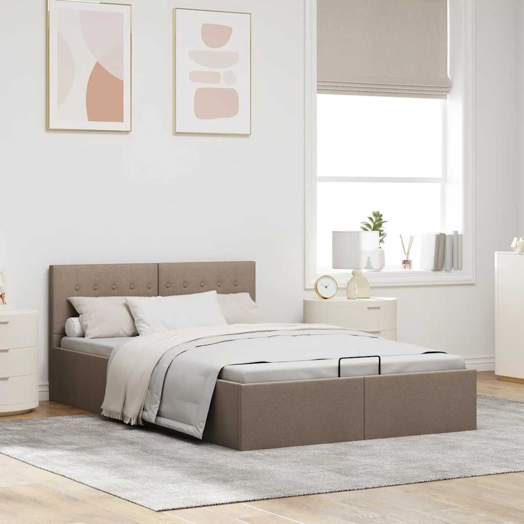 Bedframe met hydraulische opslag stof taupe 120x200 cm is nu te koop bij PeponiXL, paradijselijk wonen!