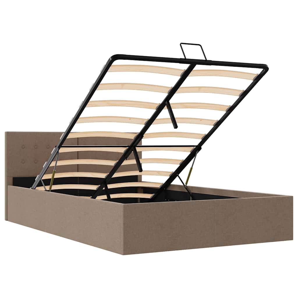 Bedframe met hydraulische opslag stof taupe 120x200 cm is nu te koop bij PeponiXL, paradijselijk wonen!