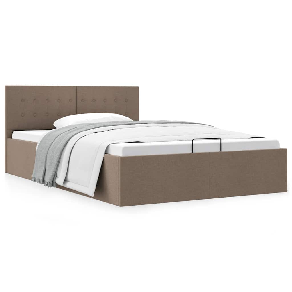 Bedframe met hydraulische opslag stof taupe 120x200 cm is nu te koop bij PeponiXL, paradijselijk wonen!