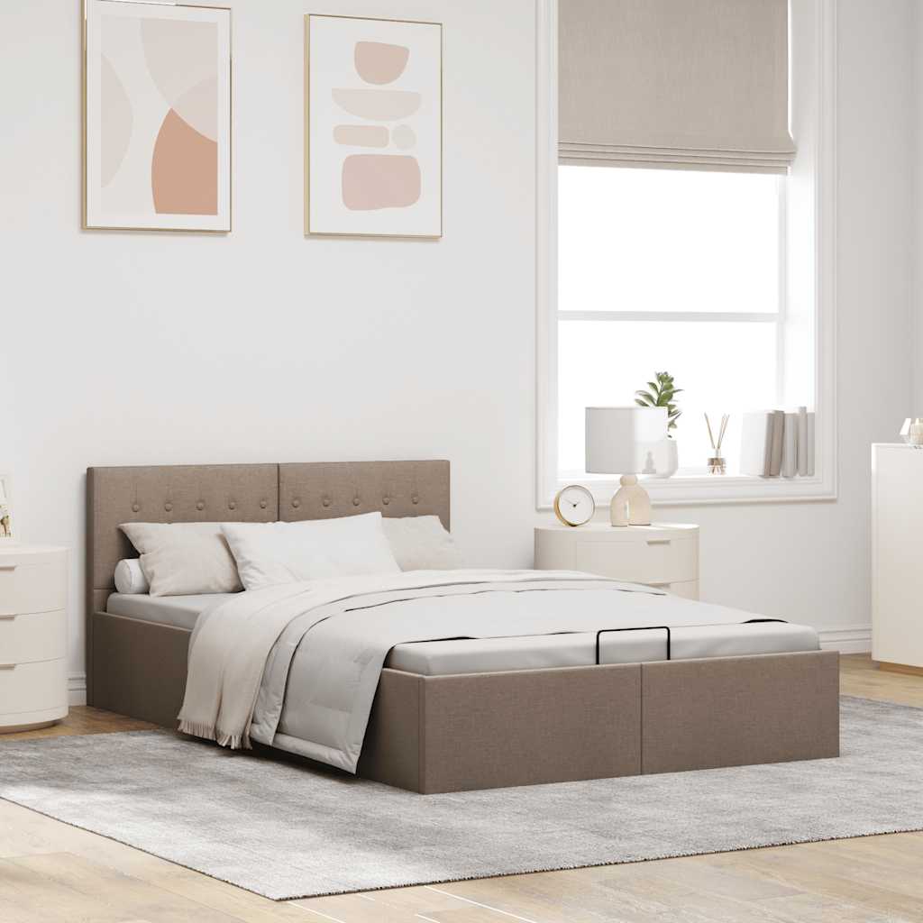 Bedframe met hydraulische opslag stof taupe 140x200 cm is nu te koop bij PeponiXL, paradijselijk wonen!