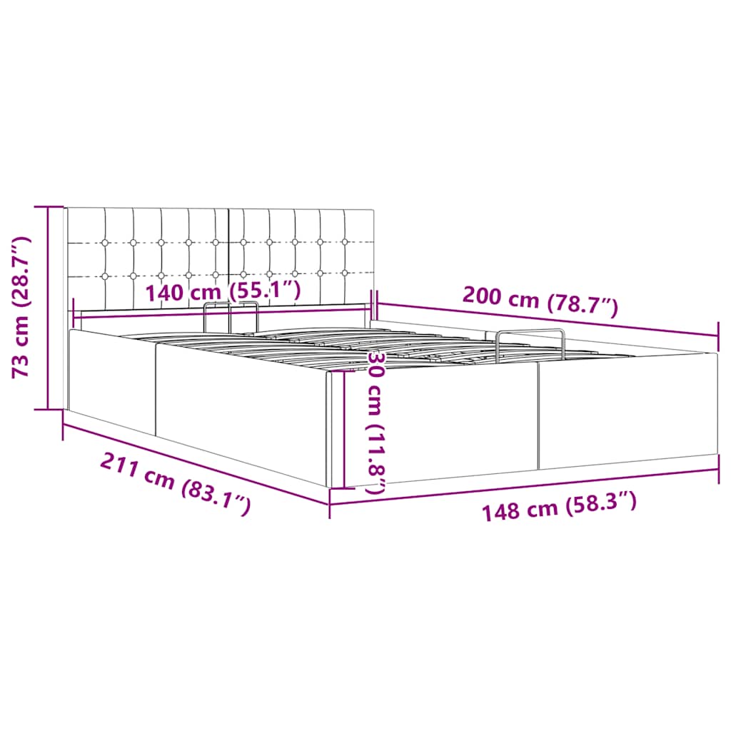 Bedframe met hydraulische opslag stof taupe 140x200 cm is nu te koop bij PeponiXL, paradijselijk wonen!