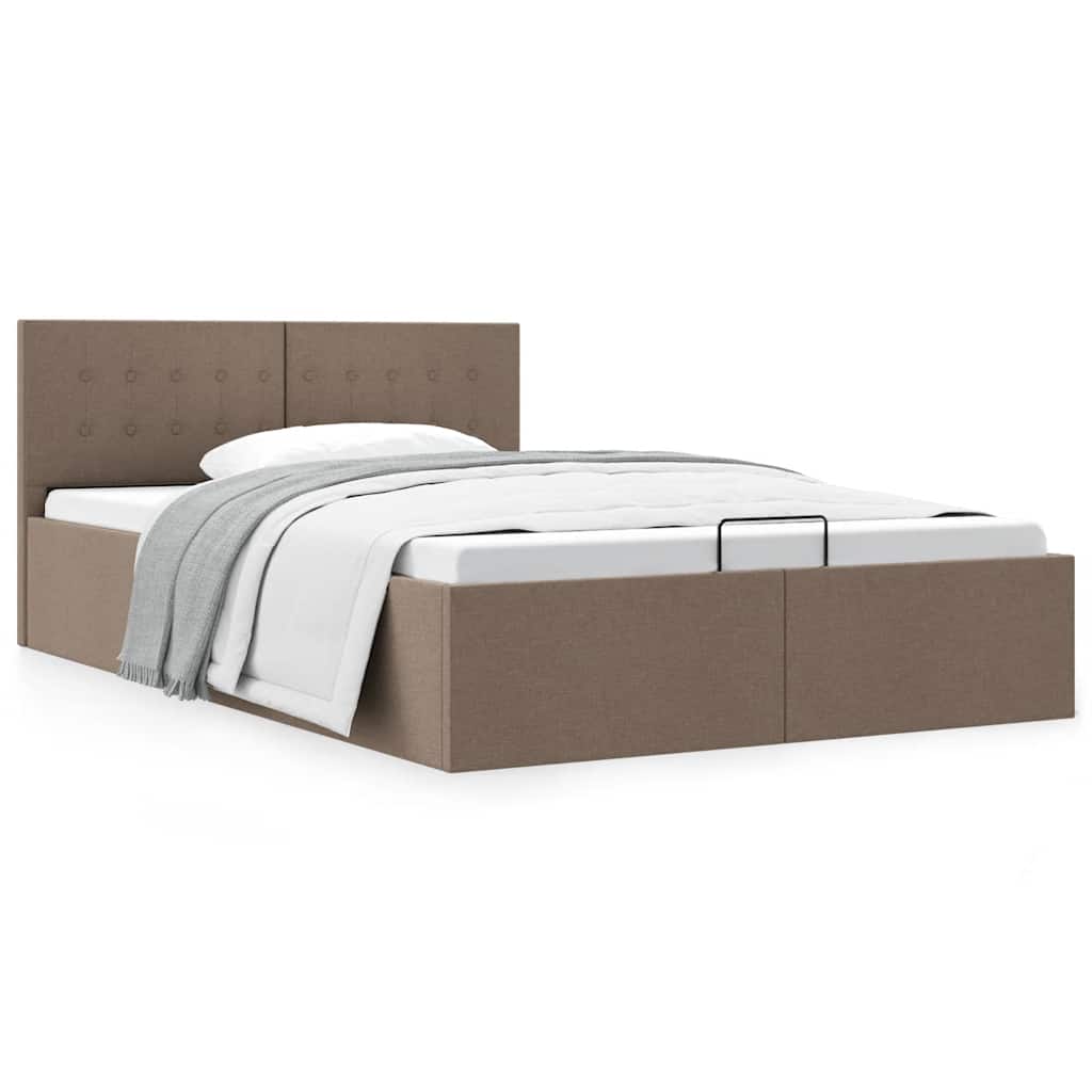 Bedframe met hydraulische opslag stof taupe 140x200 cm is nu te koop bij PeponiXL, paradijselijk wonen!