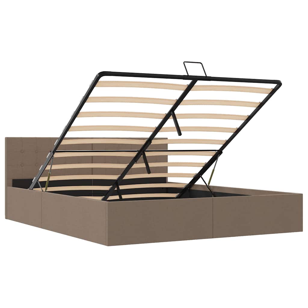 Bedframe met hydraulische opslag stof taupe 160x200 cm is nu te koop bij PeponiXL, paradijselijk wonen!