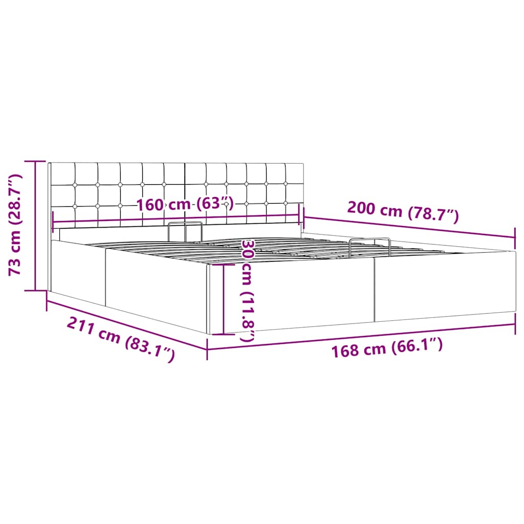 Bedframe met hydraulische opslag stof taupe 160x200 cm is nu te koop bij PeponiXL, paradijselijk wonen!