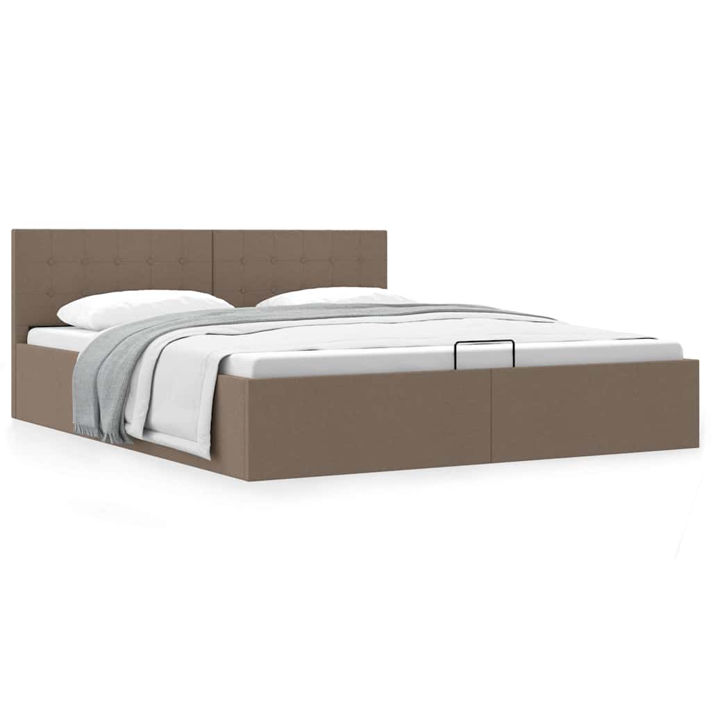 Bedframe met hydraulische opslag stof taupe 160x200 cm is nu te koop bij PeponiXL, paradijselijk wonen!