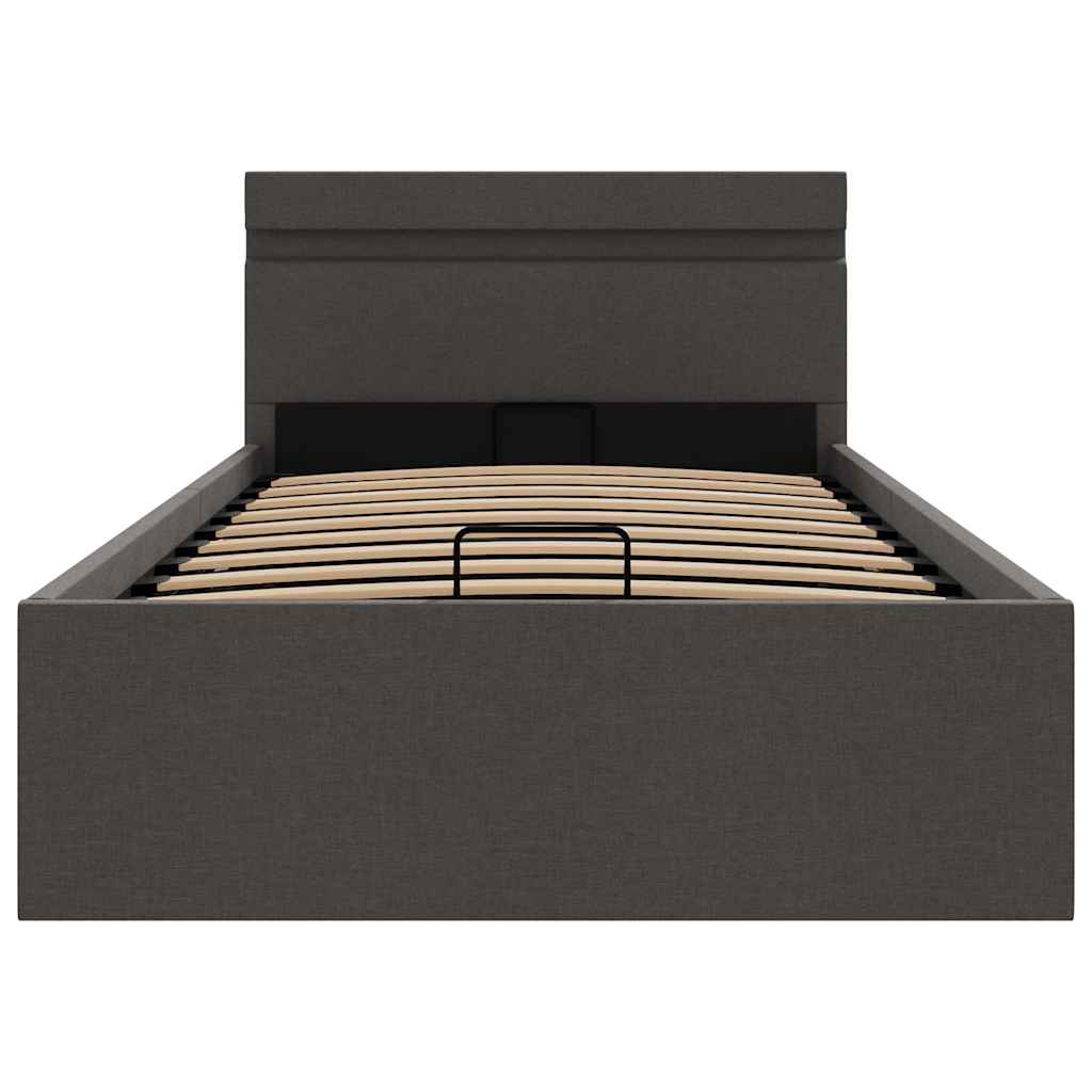 Bedframe met opslag en LED stof donkergrijs 90x200 cm is nu te koop bij PeponiXL, paradijselijk wonen!