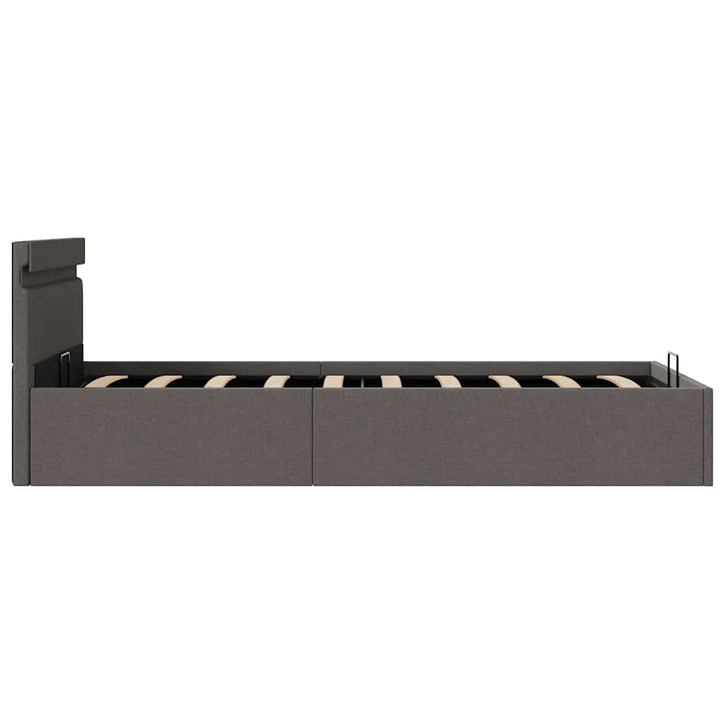 Bedframe met opslag en LED stof donkergrijs 90x200 cm is nu te koop bij PeponiXL, paradijselijk wonen!