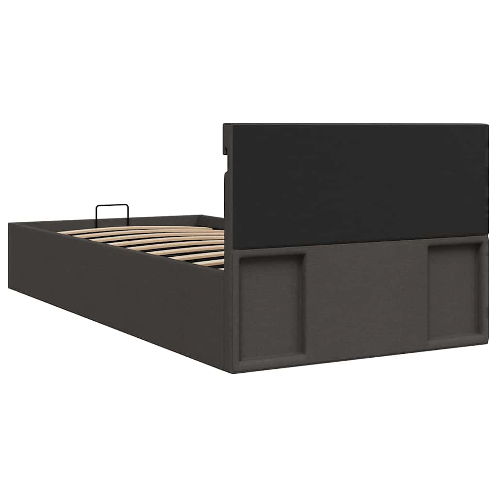 Bedframe met opslag en LED stof donkergrijs 90x200 cm is nu te koop bij PeponiXL, paradijselijk wonen!