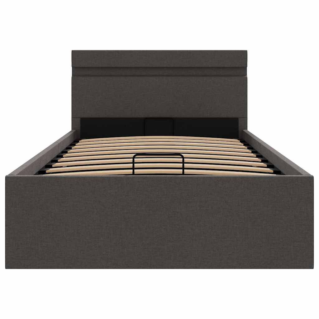 Bedframe met opbergruimte en LED stof donkergrijs 100x200 cm is nu te koop bij PeponiXL, paradijselijk wonen!