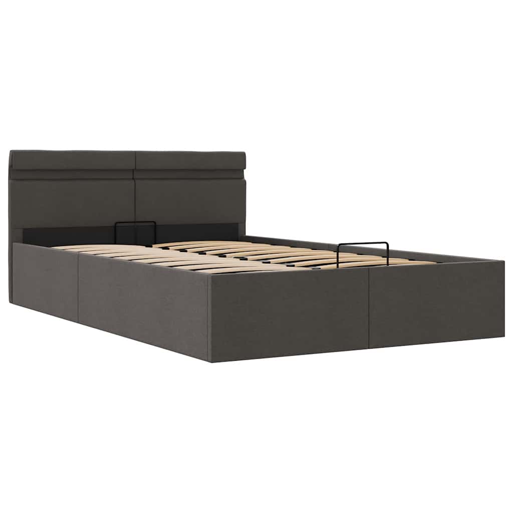 Bedframe met opbergruimte en LED stof donkergrijs 140x200 cm is nu te koop bij PeponiXL, paradijselijk wonen!