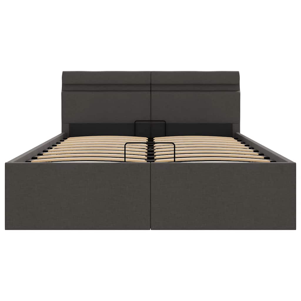 Bedframe met opbergruimte en LED stof donkergrijs 140x200 cm is nu te koop bij PeponiXL, paradijselijk wonen!