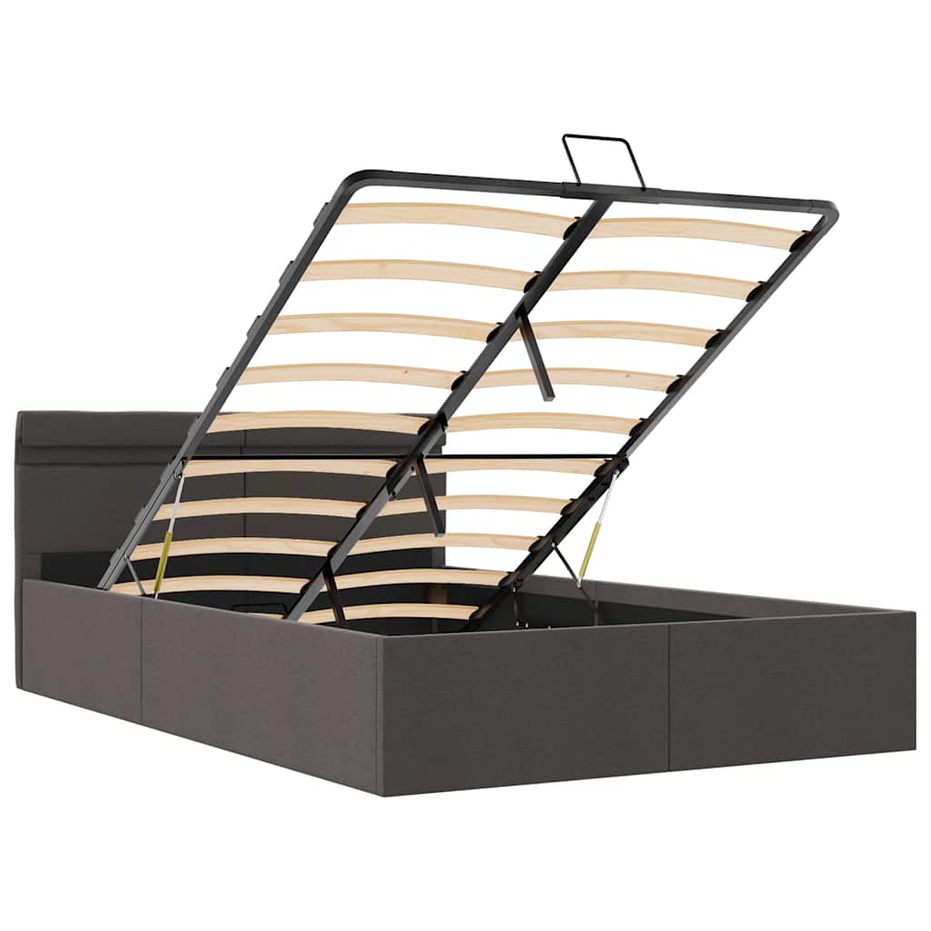 Bedframe met opbergruimte en LED stof donkergrijs 140x200 cm is nu te koop bij PeponiXL, paradijselijk wonen!