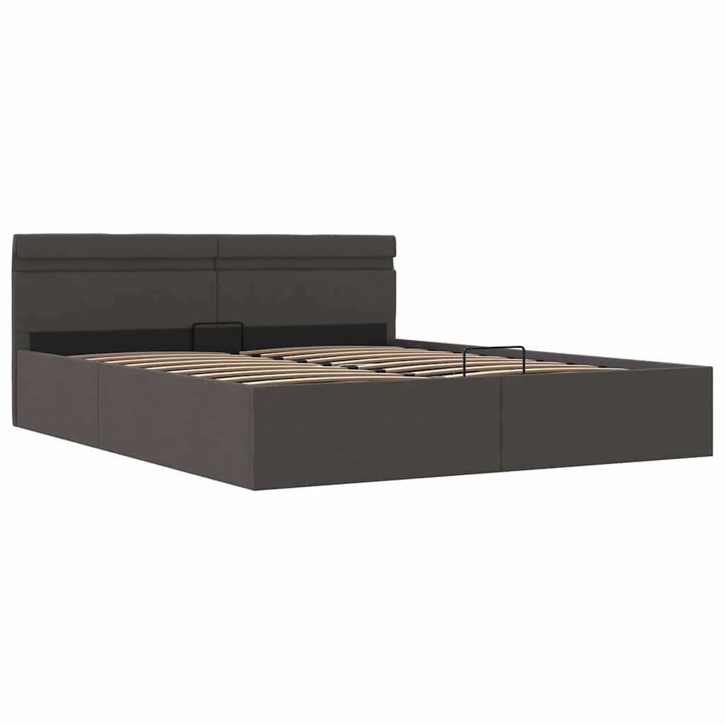 Bedframe met opbergruimte en LED stof donkergrijs 160x200 cm is nu te koop bij PeponiXL, paradijselijk wonen!