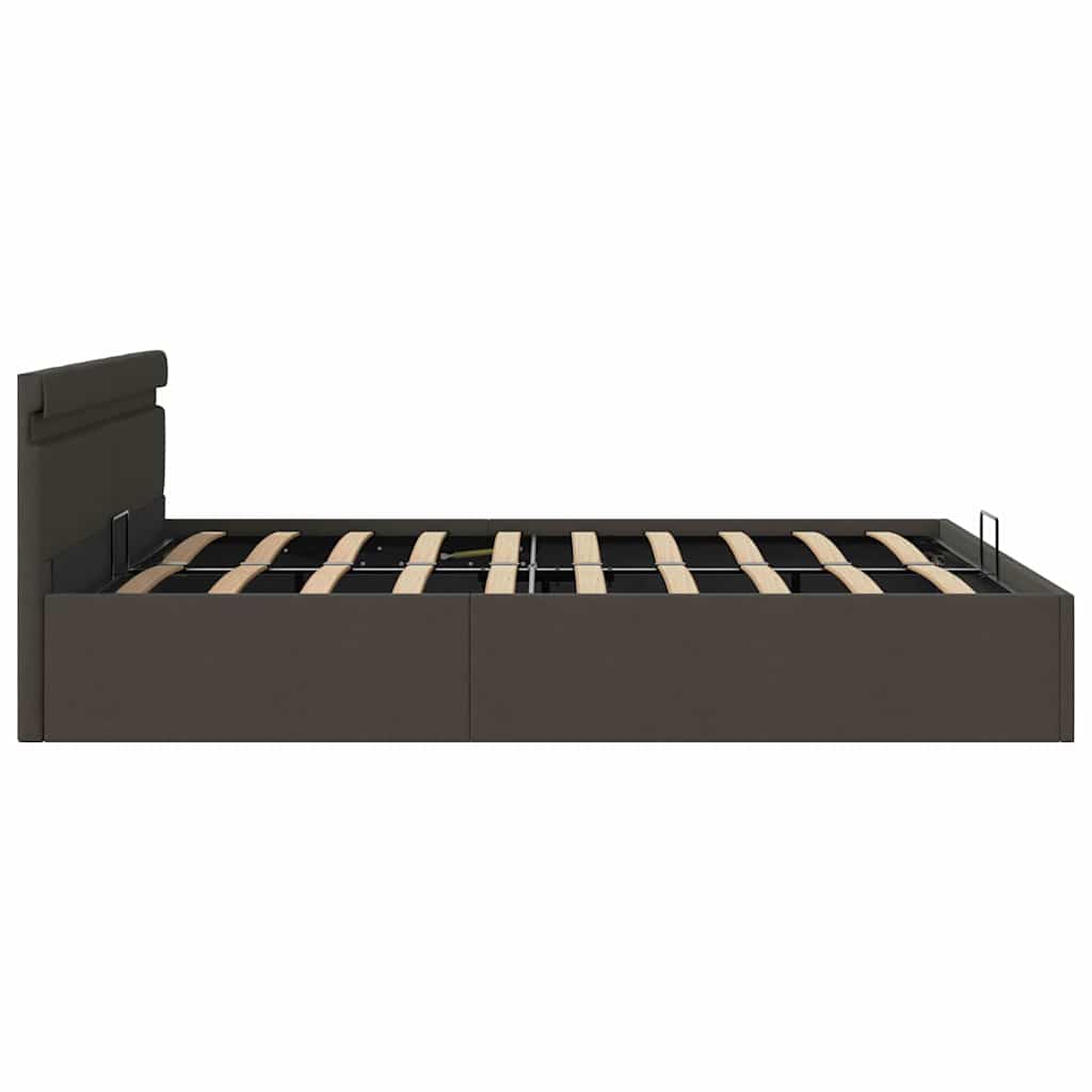 Bedframe met opbergruimte en LED stof donkergrijs 160x200 cm is nu te koop bij PeponiXL, paradijselijk wonen!