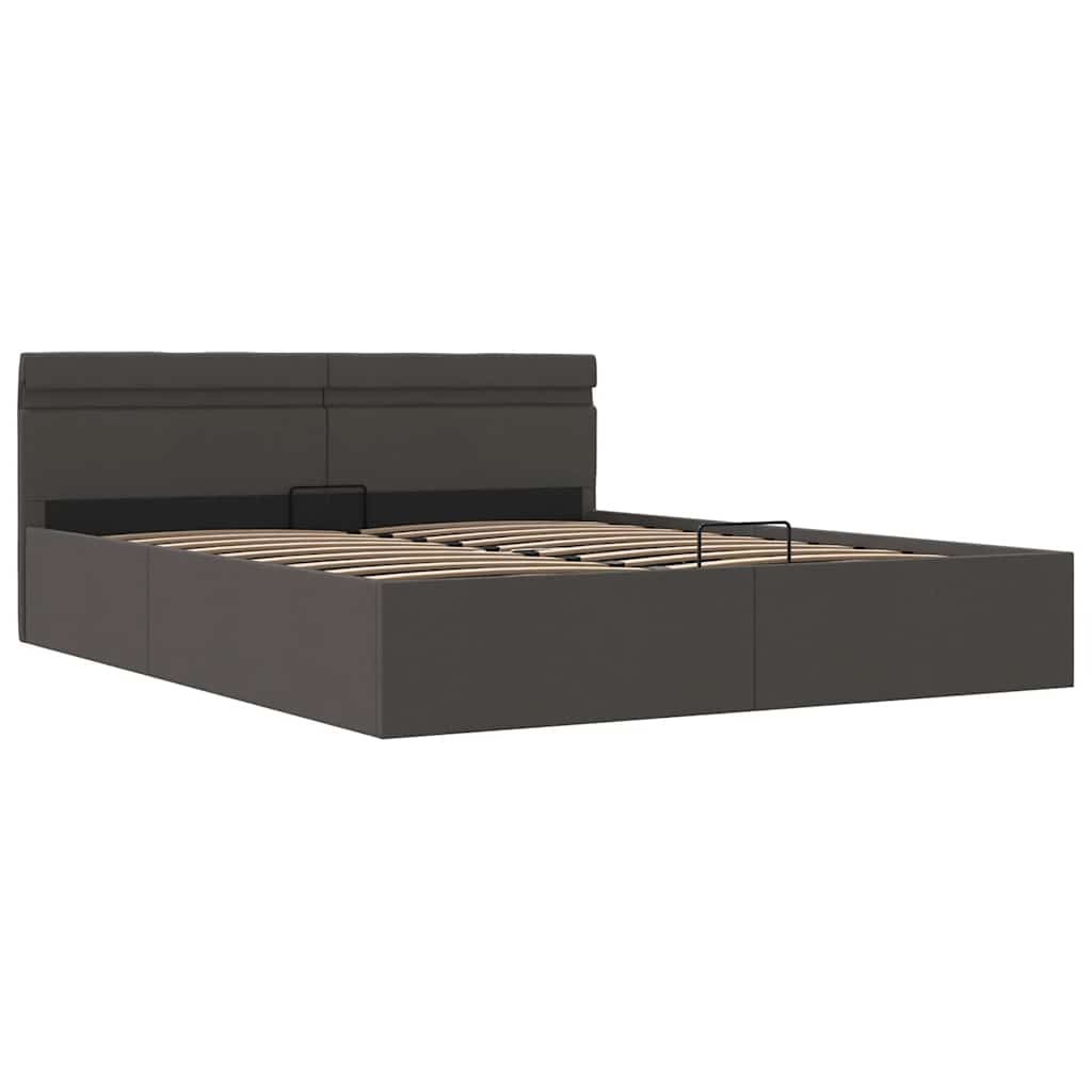 Bedframe met opbergruimte en LED stof donkergrijs 180x200 cm is nu te koop bij PeponiXL, paradijselijk wonen!