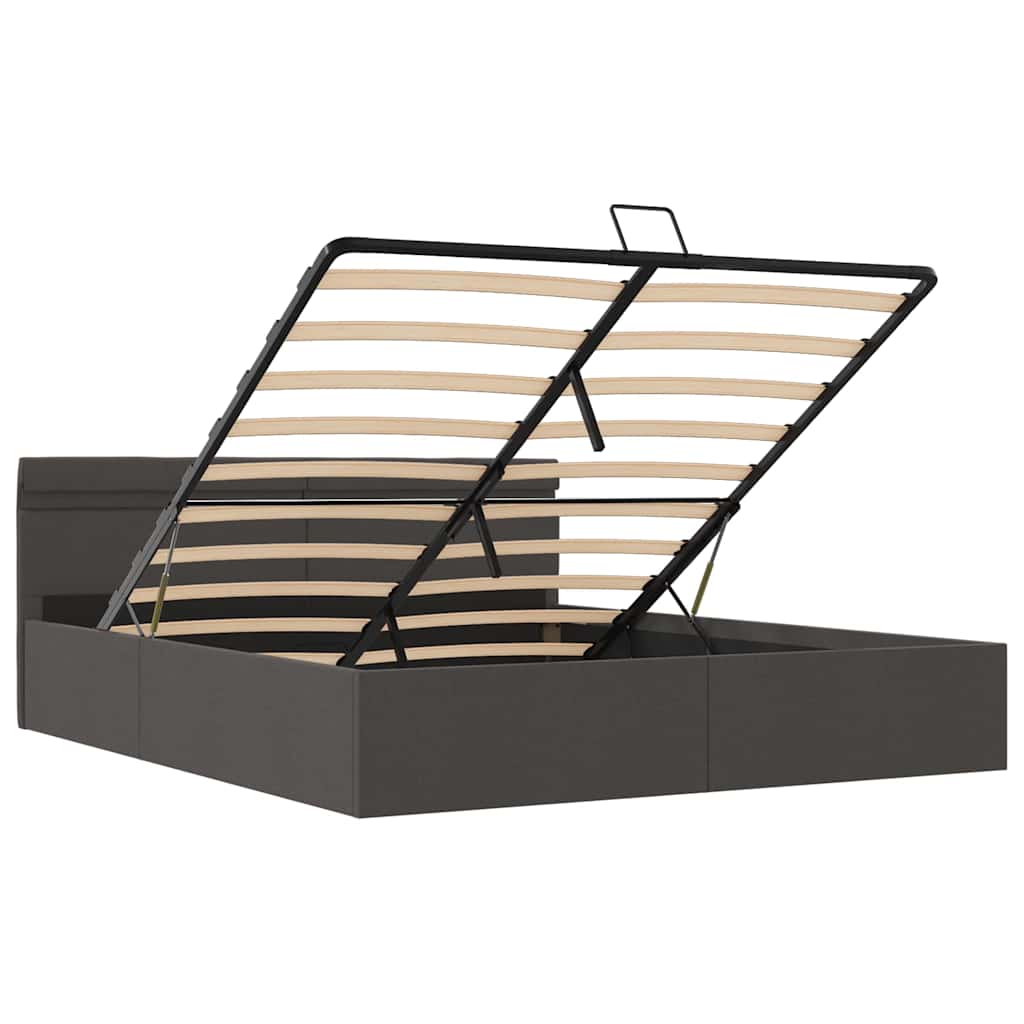 Bedframe met opbergruimte en LED stof donkergrijs 180x200 cm is nu te koop bij PeponiXL, paradijselijk wonen!