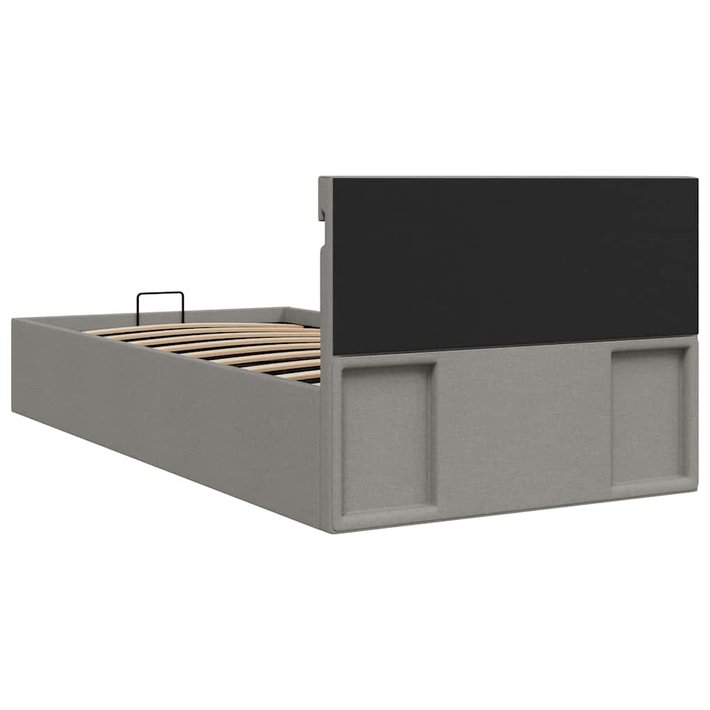 Bedframe met opbergruimte en LED stof lichtgrijs 90x200 cm is nu te koop bij PeponiXL, paradijselijk wonen!