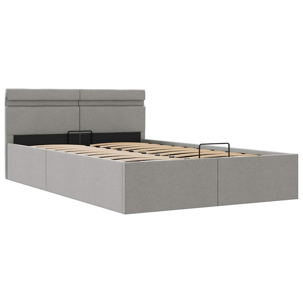 Bedframe met opbergruimte en LED stof lichtgrijs 140x200 cm is nu te koop bij PeponiXL, paradijselijk wonen!