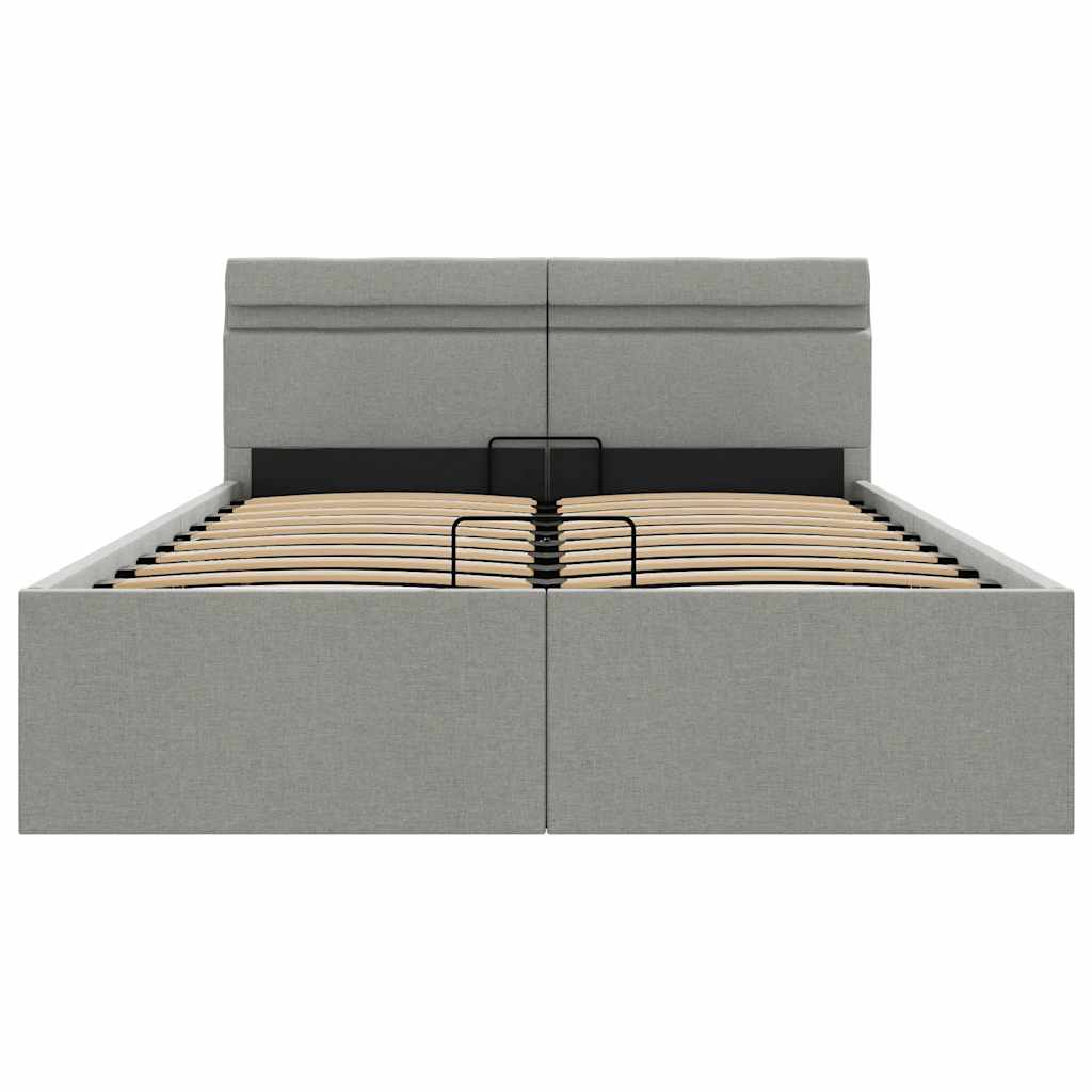 Bedframe met opbergruimte en LED stof lichtgrijs 140x200 cm is nu te koop bij PeponiXL, paradijselijk wonen!