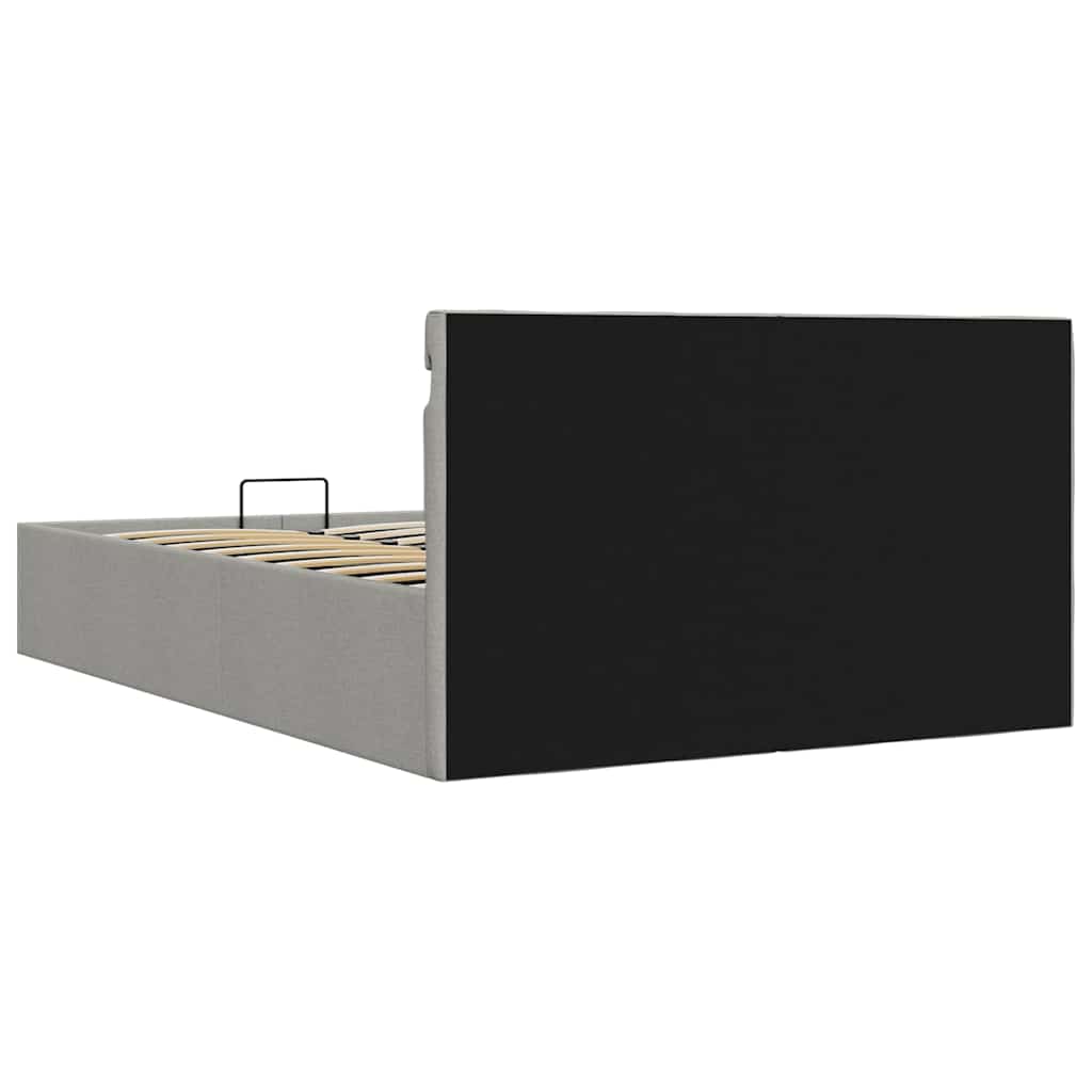 Bedframe met opbergruimte en LED stof lichtgrijs 140x200 cm is nu te koop bij PeponiXL, paradijselijk wonen!