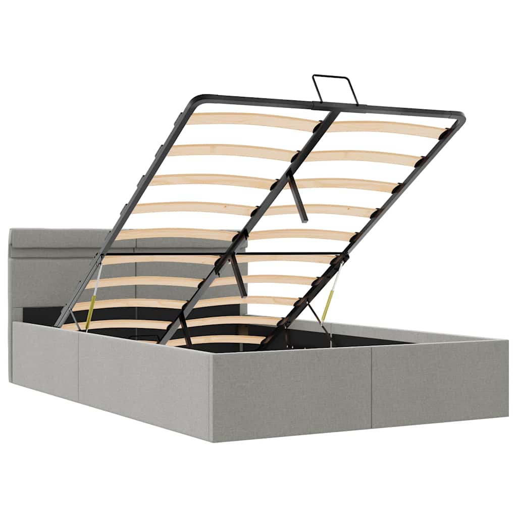 Bedframe met opbergruimte en LED stof lichtgrijs 140x200 cm is nu te koop bij PeponiXL, paradijselijk wonen!